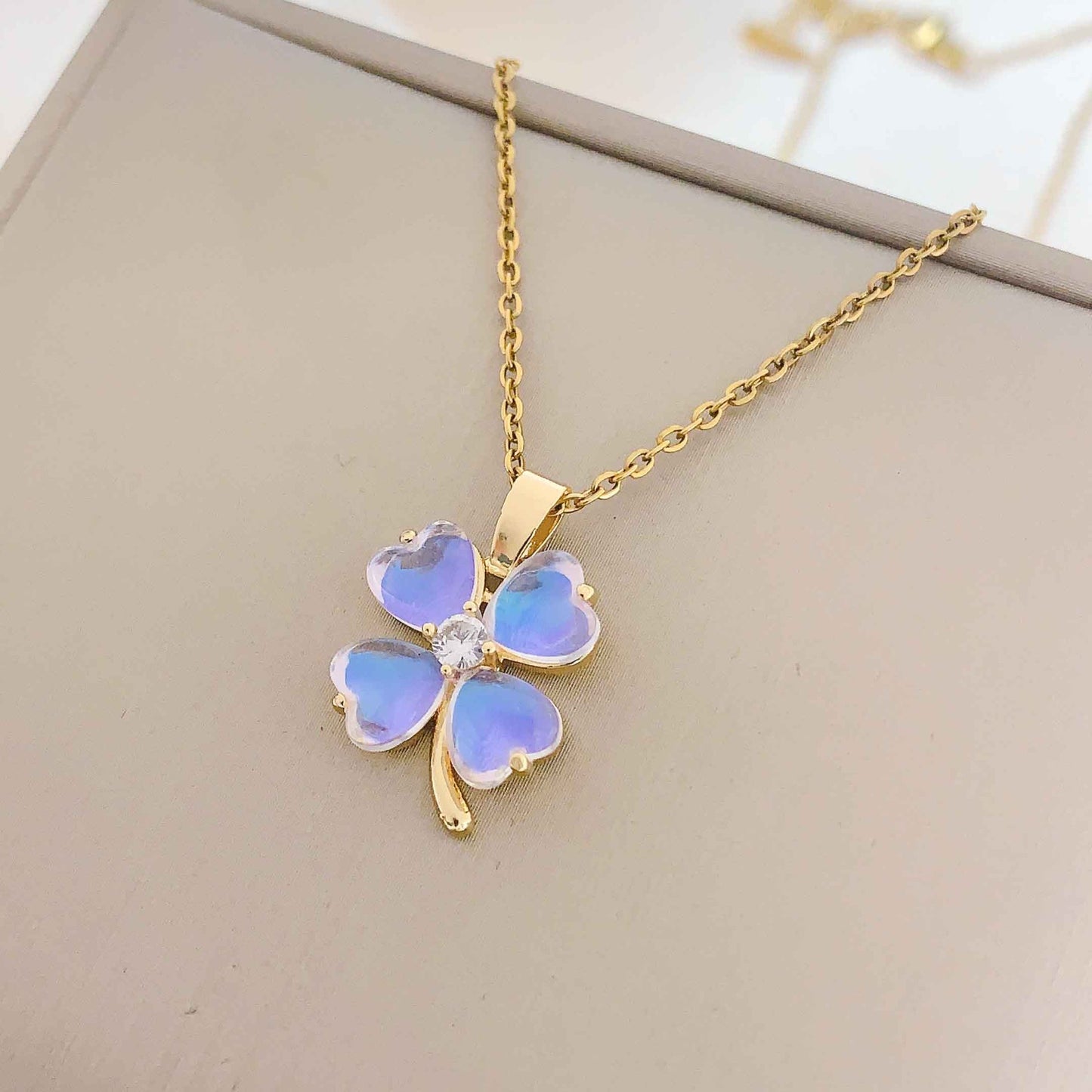 Women's Love Cat Eye Clover Titanium Steel Necklaces