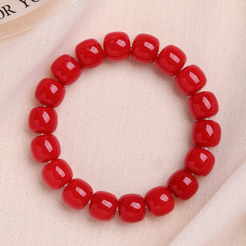 Men's Bodhi Pliable Temperament Skin Root Gradient Old Barrel Buddha Beads Bracelet