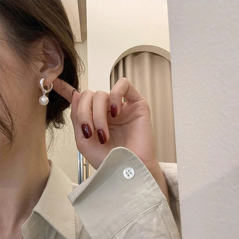 Minimalist Design Water Drop Pearl Light Luxury High Sense Niche Earrings