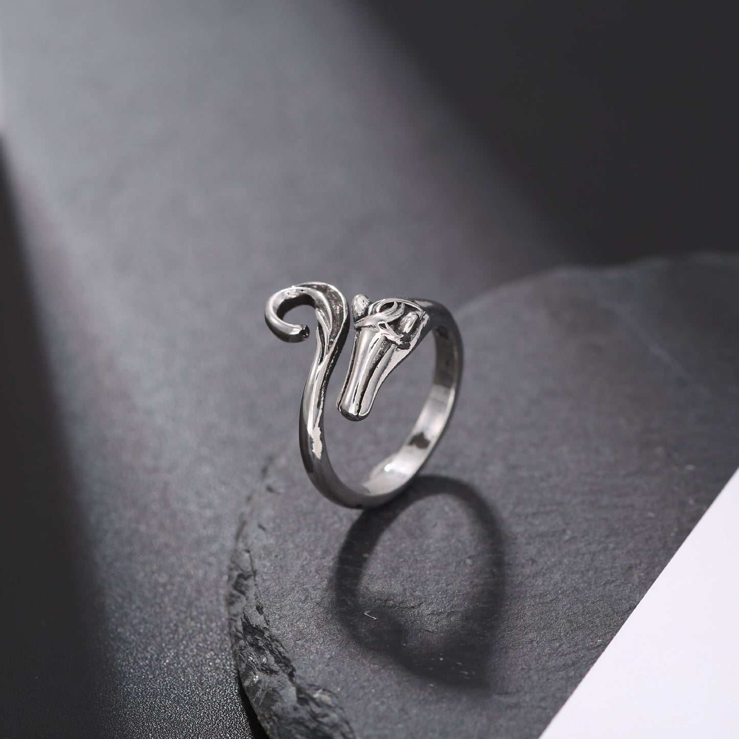 Men's Retro Trendy Sier Open Single Lucky Rings