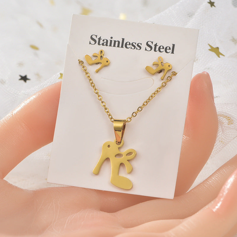 Steel Irregular Pattern Package Snowflake Puzzle Electroplated Jewelry Set