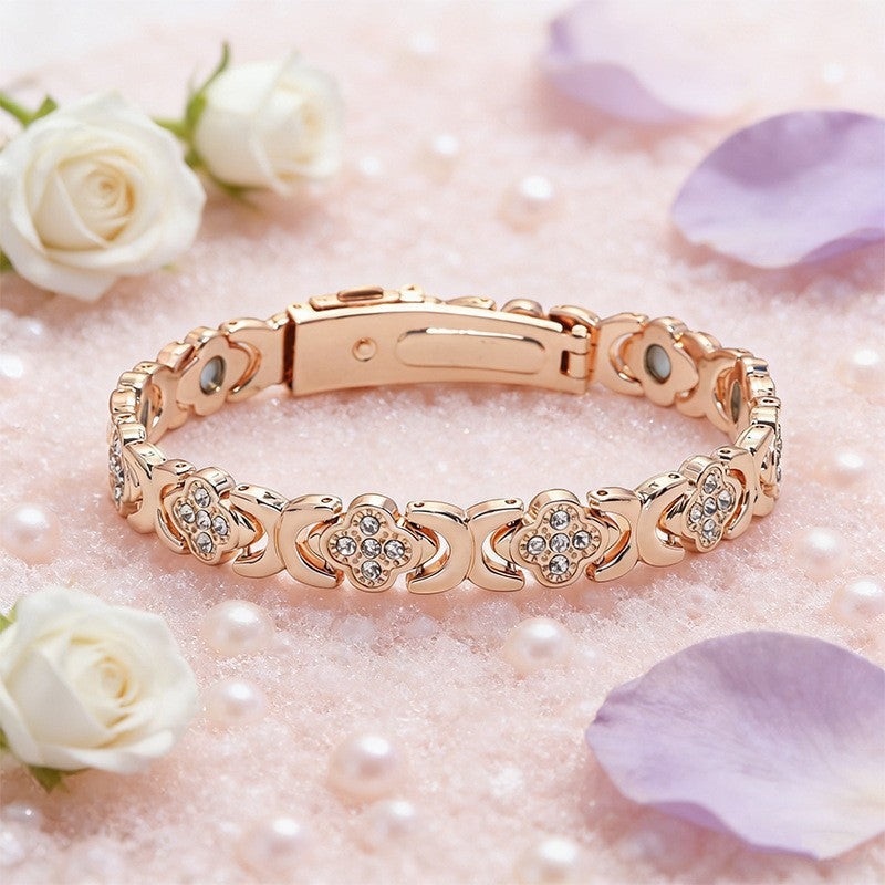 Four-leaf Clover Red Copper Watchband Buckle Rose Bracelet