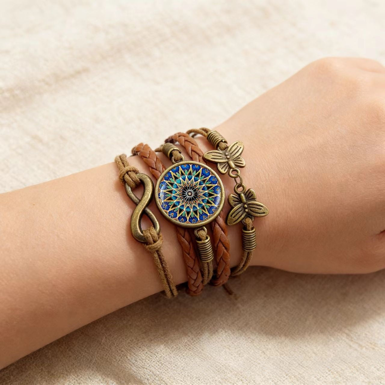 Butterfly Wireless Symbol Card Hand Weaving Yoga Datura Bracelets