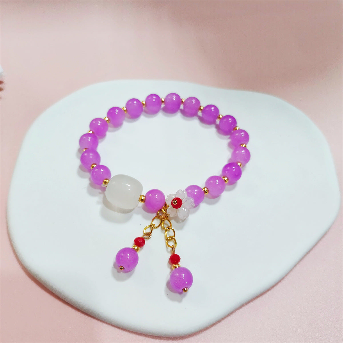Female Natural White Yu Light Luxury Minority Gift Colored Glaze Bracelet