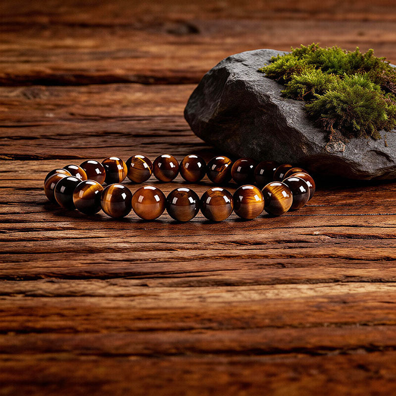 Tiger Single Circle Stone Handmade Beaded Simple Bracelet