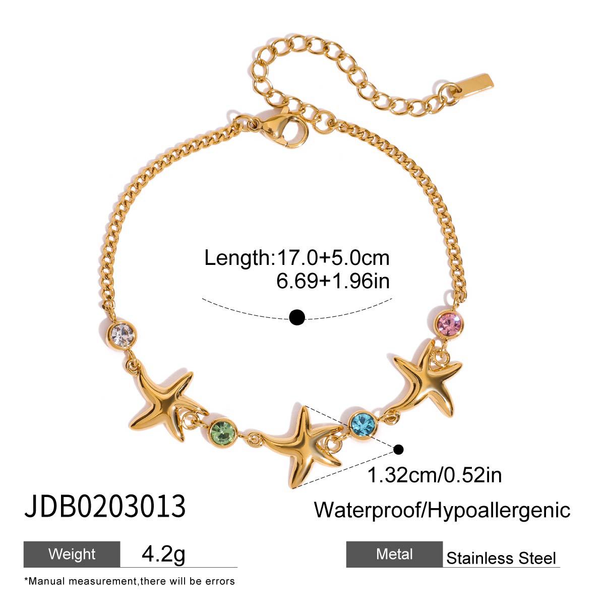 Women's Ding Zircon Starfish Stainless Steel High-grade Bracelets