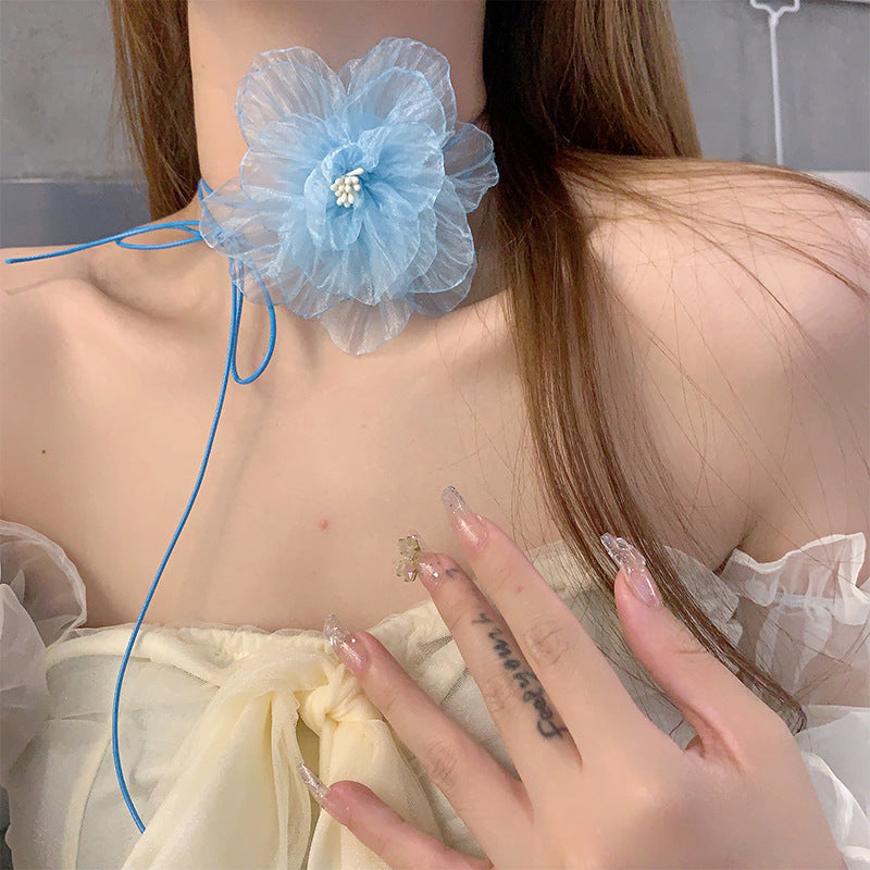 French Rose Flower Female Summer Light Luxury Collar