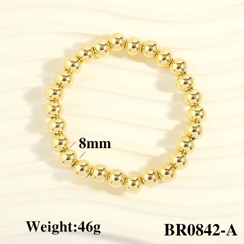 Gold Beads Stretch Fashion Color Retaining Bracelets