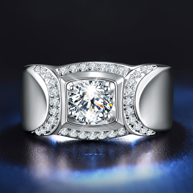Men's Source Moissanite Open Mouth Man's Domineering Opening Adjustable Ring