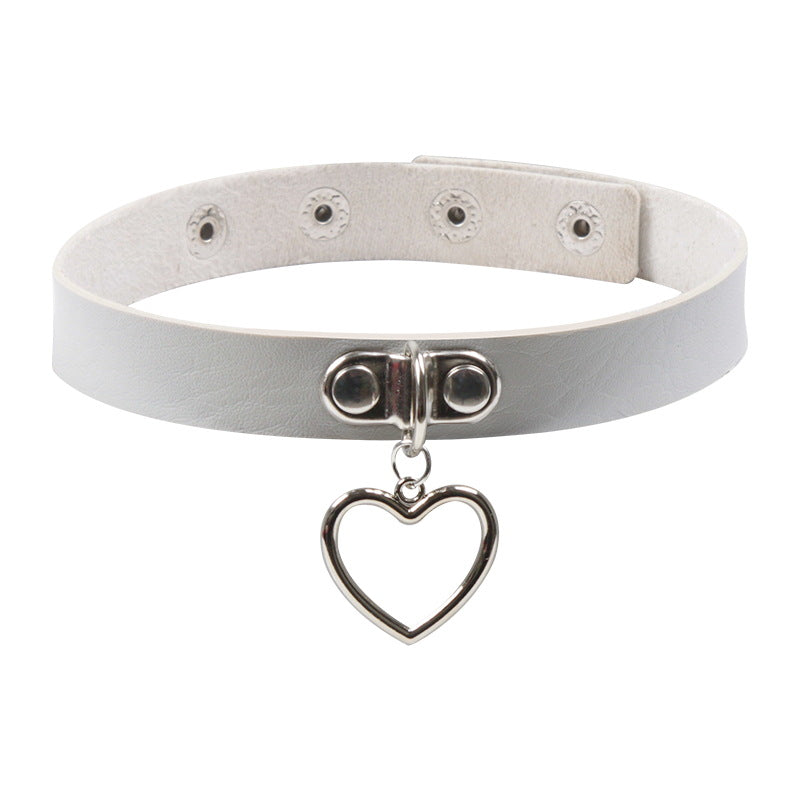Soft Leather Love Heart Shaped Female Neckband Clavicle Necklaces