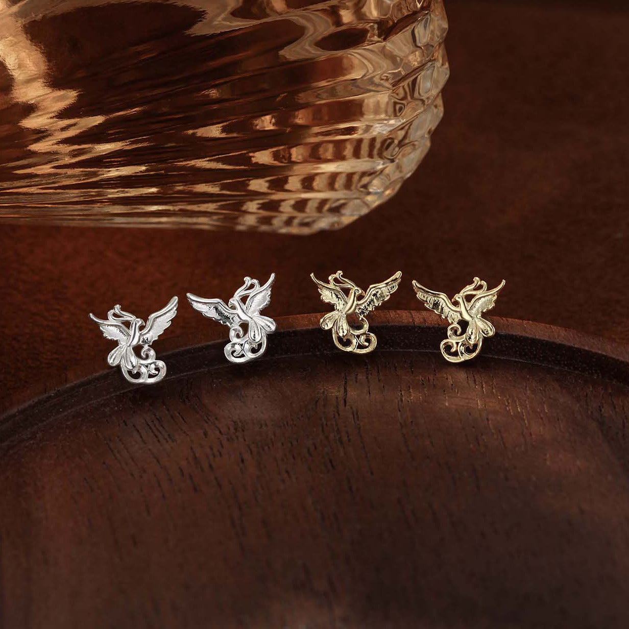 Sier Phoenix National Style Simple Fresh Graceful Bone Nail Mori Stud Earrings