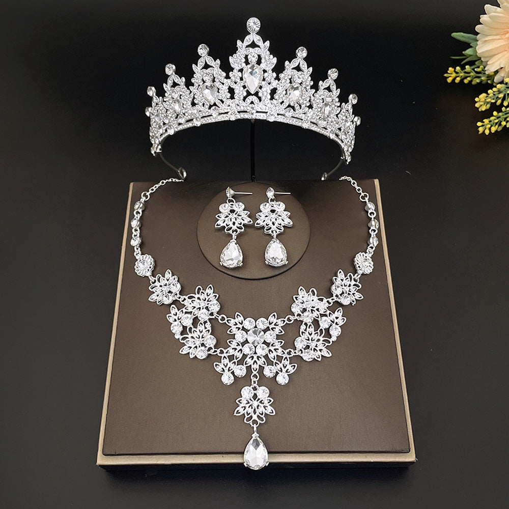 Bridal Headdress Crown Three-piece Wedding Rhinestone Jewelry Set