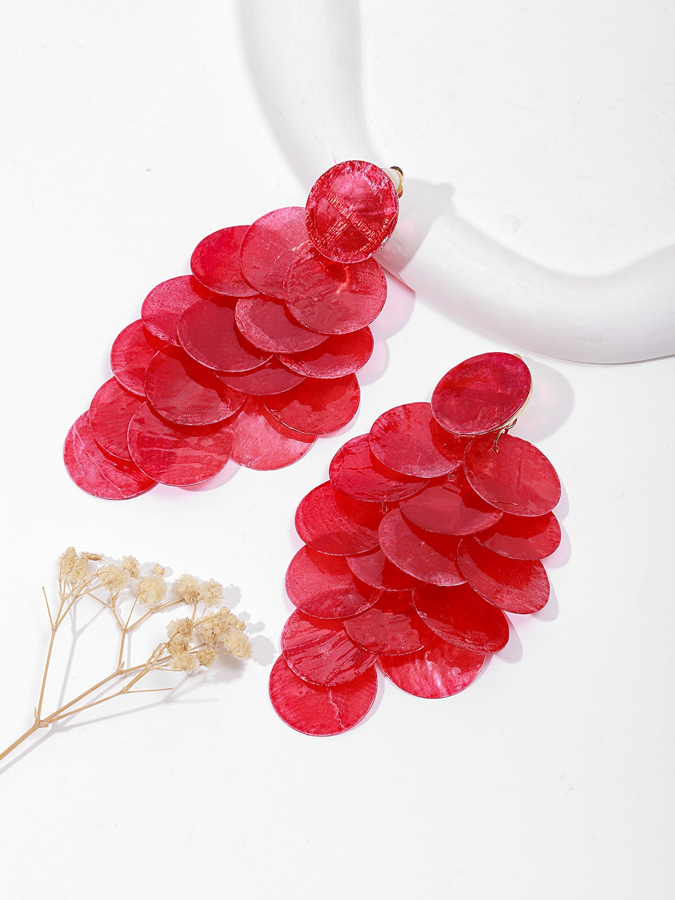 Colorful Shell Wafer Tassel High-grade Female Exaggerated Earrings
