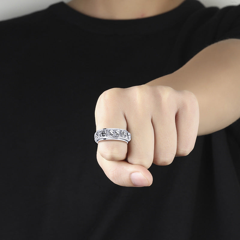 Men's Sier Simple Hip Hop Single Index Ring