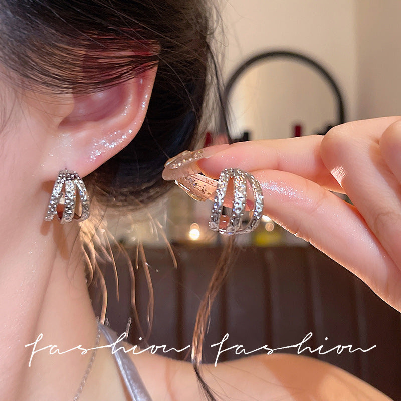 Women's Simple Cold Style Hoop Ear Clip Earrings