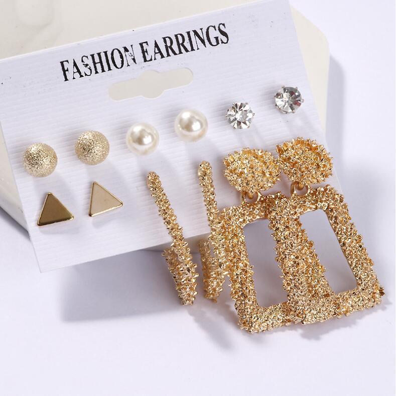 Creative Simple Acrylic Alloy Metal Pearl Stud Earrings
