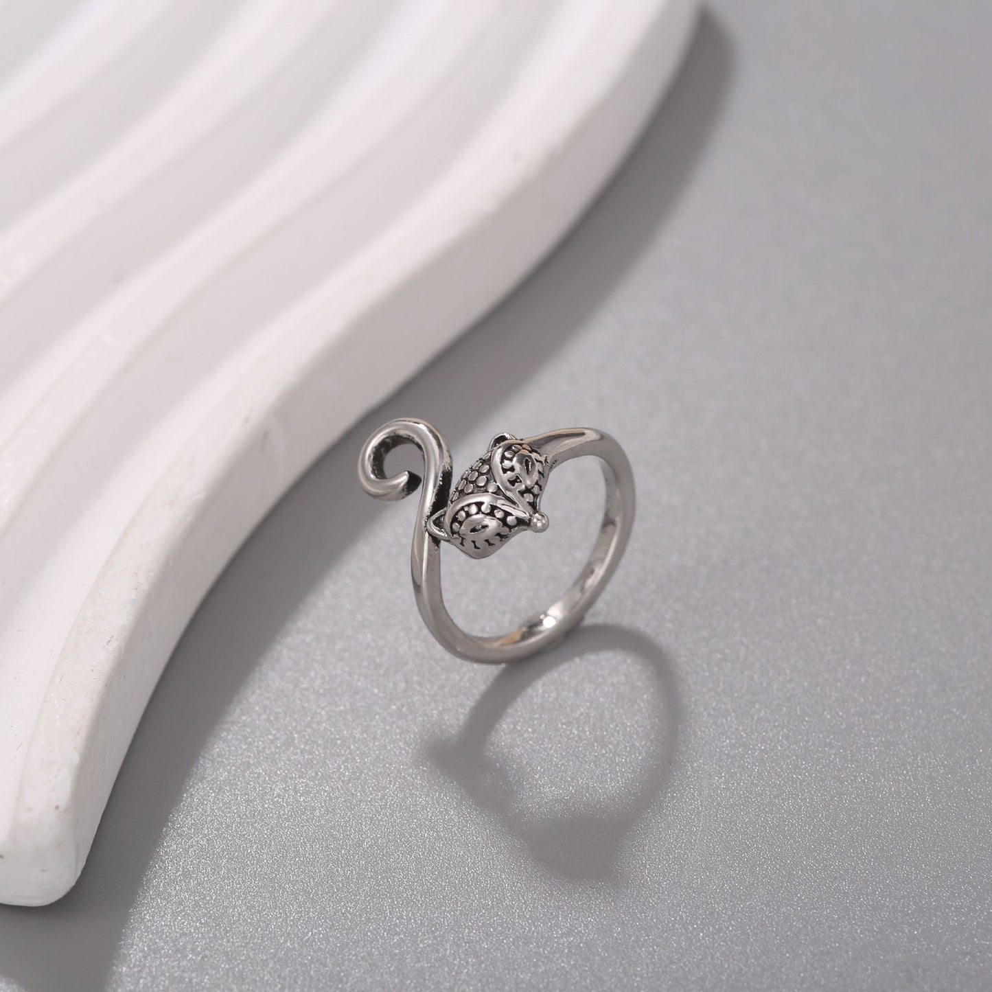 Men's Retro Trendy Sier Open Single Lucky Rings