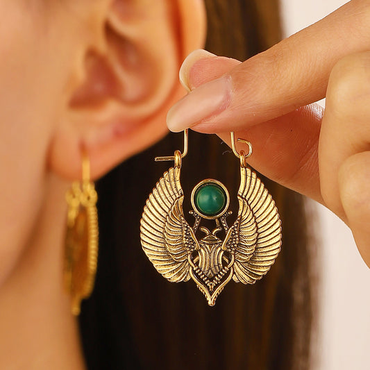 Women's Egypt Inspired Design Sacred Wings Moths Large Gypsy Earrings