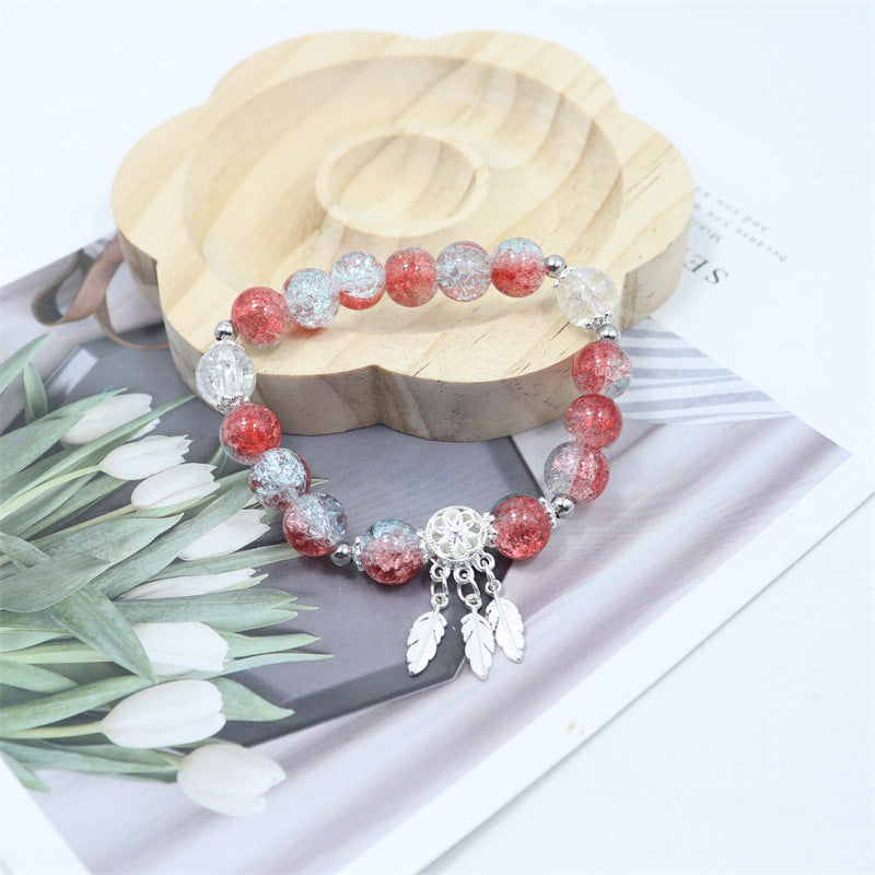 Gold Beaded Feather Glass Chipping Beads Bead Night Market Bracelets