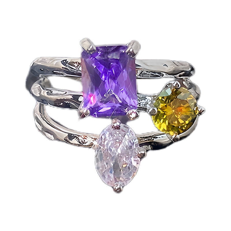 Cool Style Romantic Gentle Purple Series Rhinestone Open-end Rings