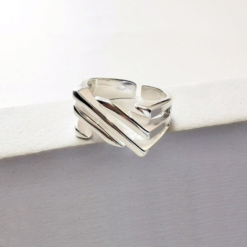 Twill Fashion Personality Hollow Out Line Square Ring