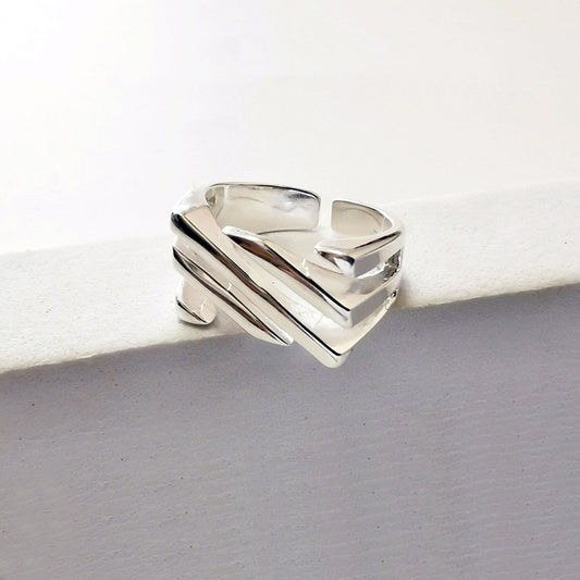 Twill Fashion Personality Hollow Out Line Square Ring