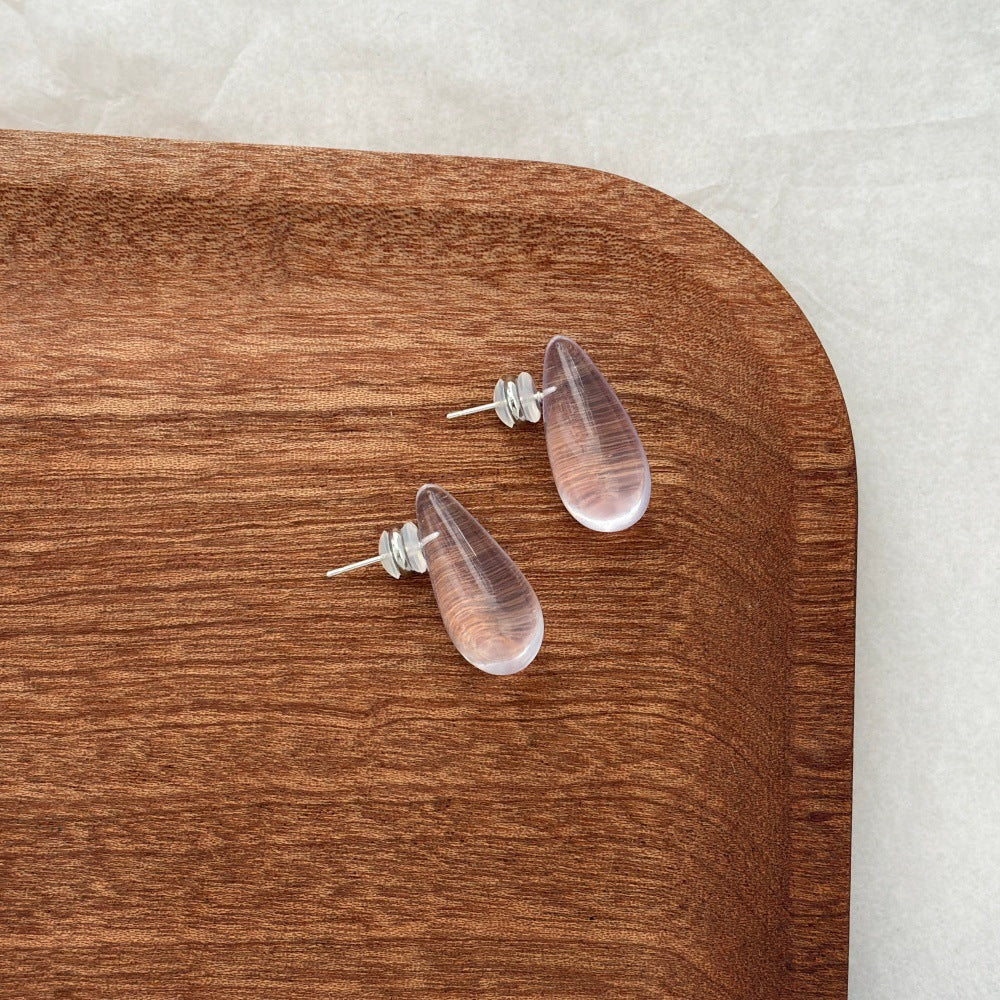 Water Drop Female Niche Commuter Transparent Resin Ball Ear Sier Earrings