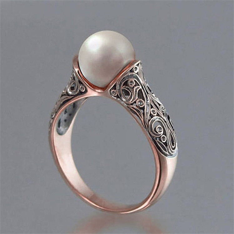 Women's & Men's Vintage Inlaid Synthetic Pearl Gold-plated Niche Retro Ring