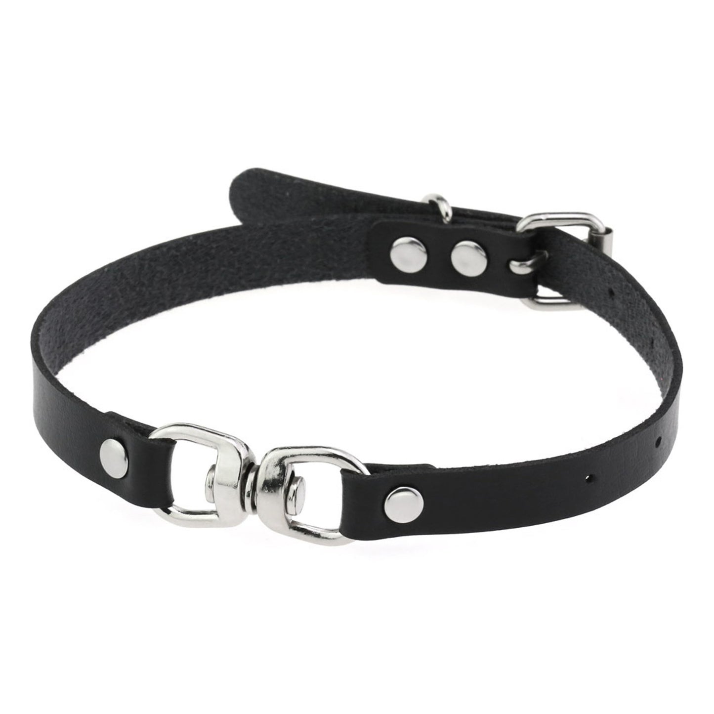 Special Interest Light Luxury Neckband Leather Metallic Decorative Button Collar