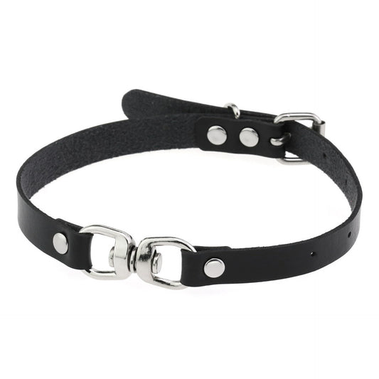 Special Interest Light Luxury Neckband Leather Metallic Decorative Button Collar