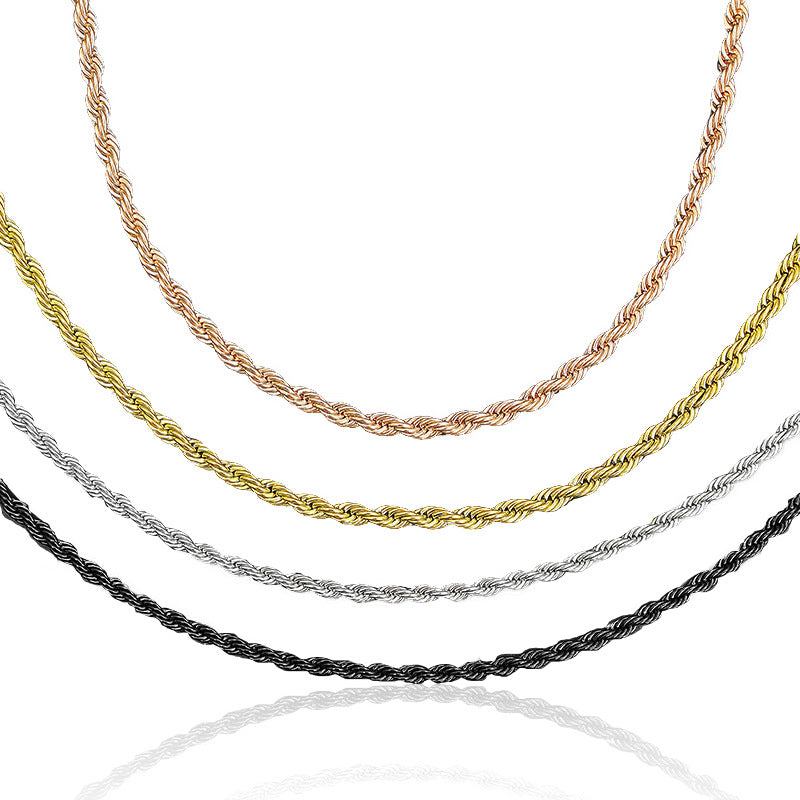 Steel Stainless Hemp Flowers Chain Twisted String Super Cool Male Necklace