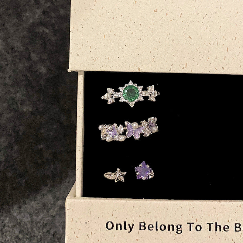 Cut Diamond In The Debris Female Simple Compact Design Geometric Ring