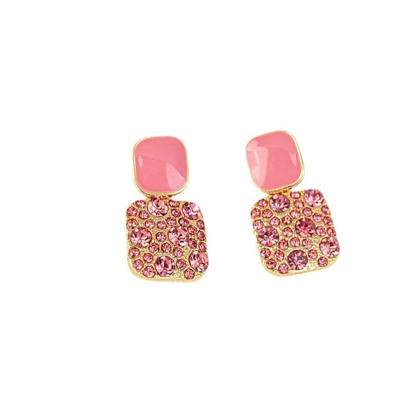Rhinestone Painting Oil Advanced Sense Temperament Earrings