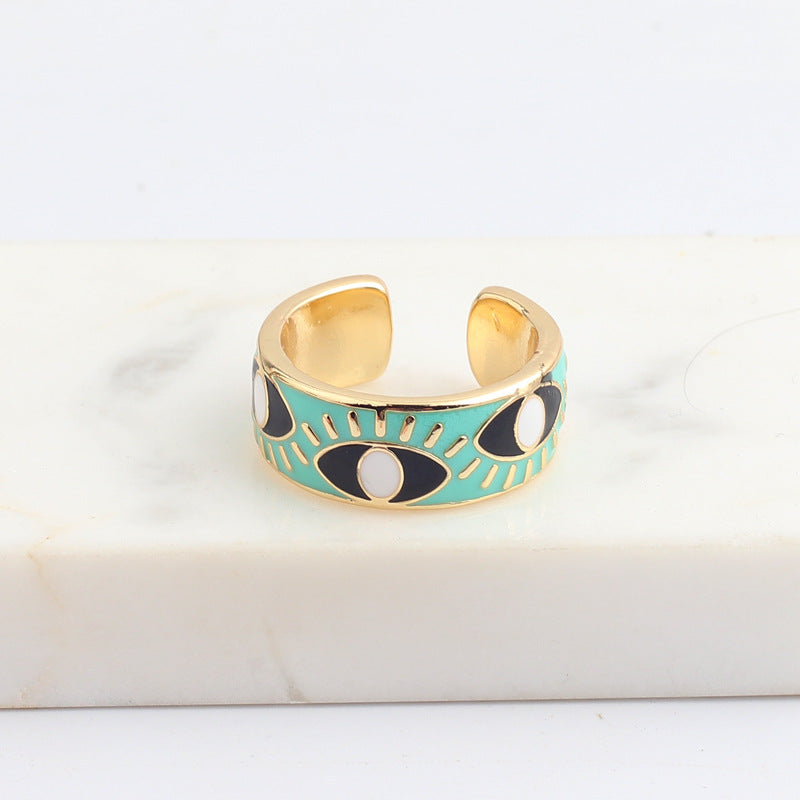Female Devil's Eye Gold Plated Drop Rings