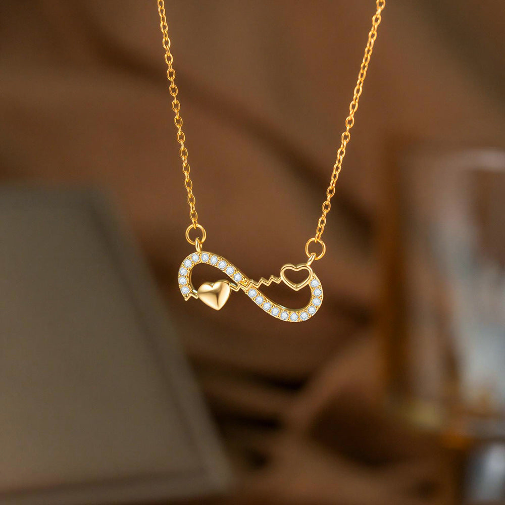 Female Valentine's Day Sparkling Full Rhinestone Buckle Necklace