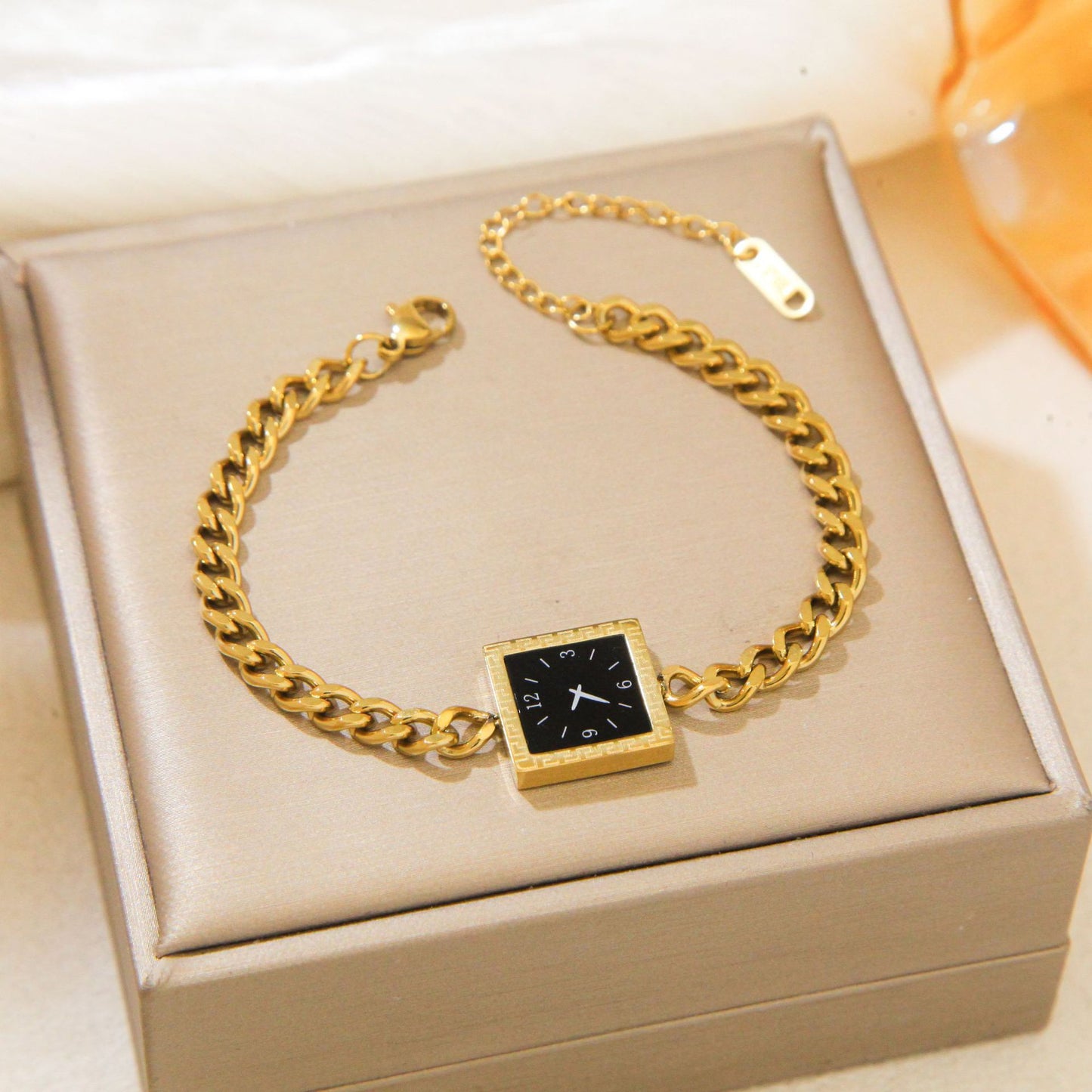Dial Full Body Titanium Steel Real Gold Plating Light Luxury Bracelets