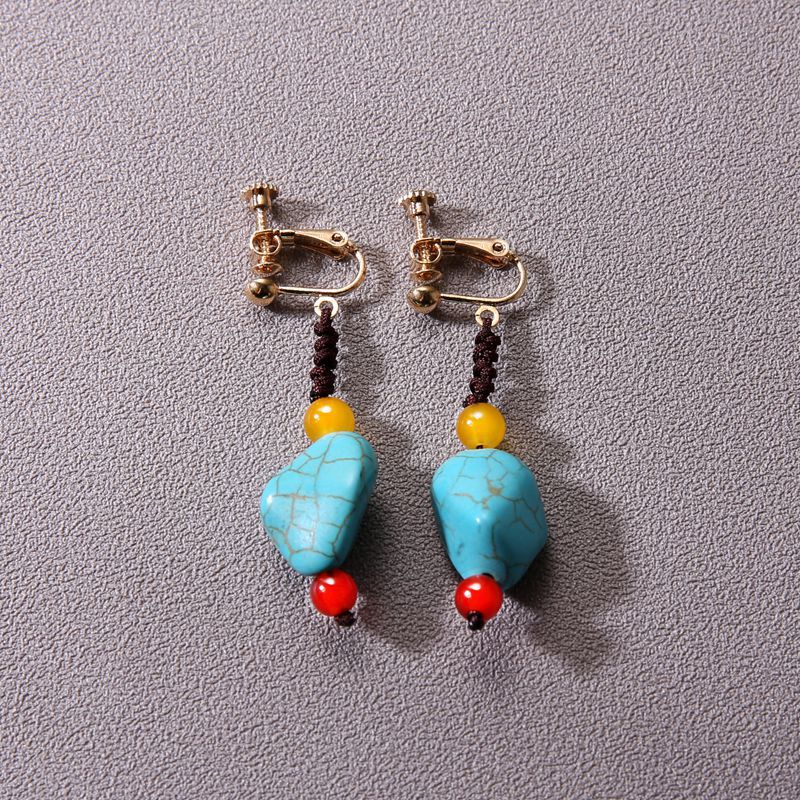 Ding Ear Imitation Turquoise Tibetan Ethnic Style Earrings