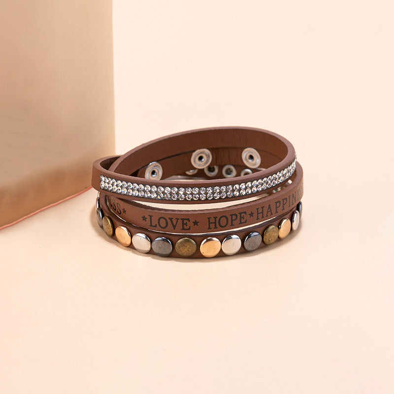 Punk Magnetic Buckle Leather Tide Winding Bracelets