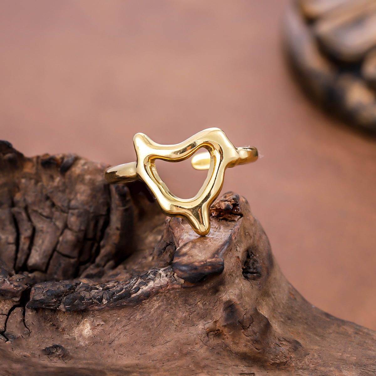 Liquid Shaped Love Heart-shaped Sweet Fairy Style Small Open Stainless Ring
