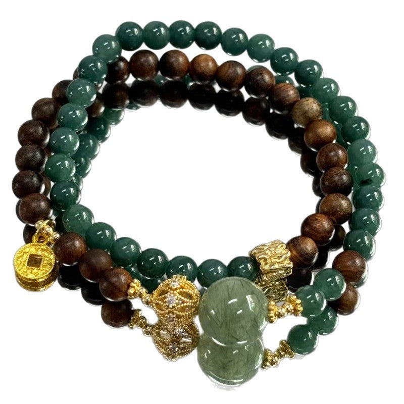 Black Rosewood Blue Water Jade Double Female Green Bracelet