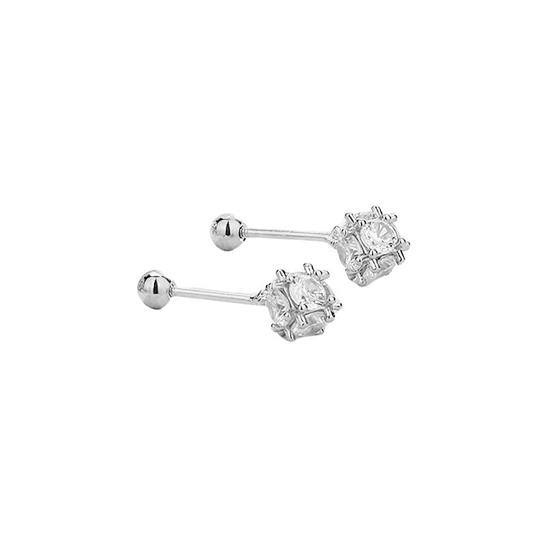 National Fashion Red Zircon Magic Cube Geometric Squares Ear Bone Rings