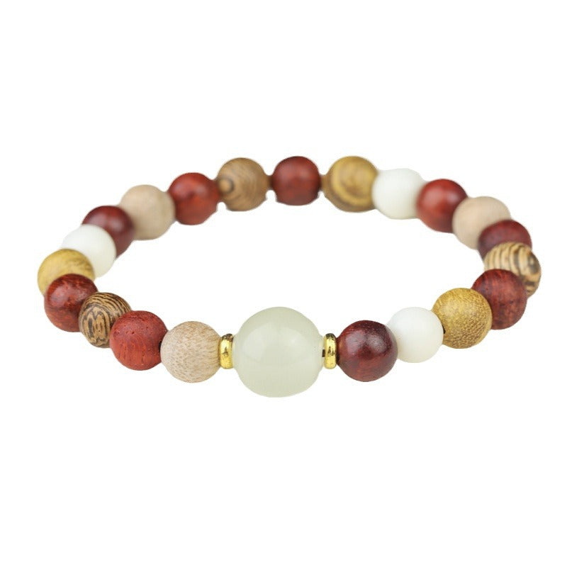 Women's & Men's Bamboo Festival Six Words Proverbs Moonstone Rosary Single Circle Bracelets
