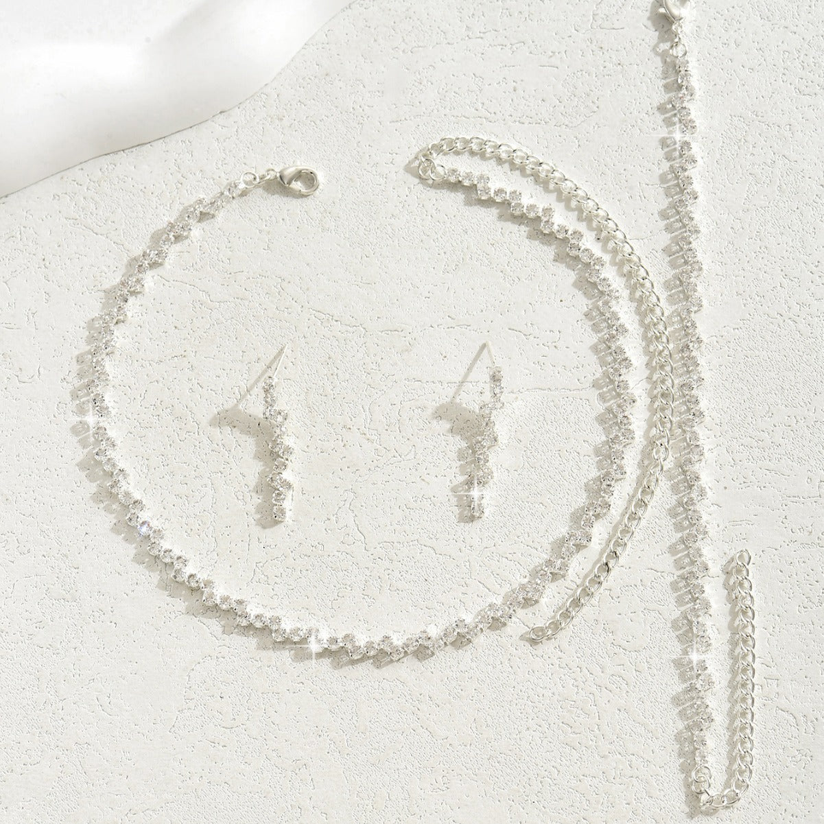 Chain Loose Diamond Zircon Three-piece Clavicle Jewelry Set