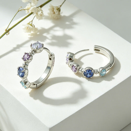 Contrast Color Mixed Zircon Copper Alloy Sweet Matching Earrings