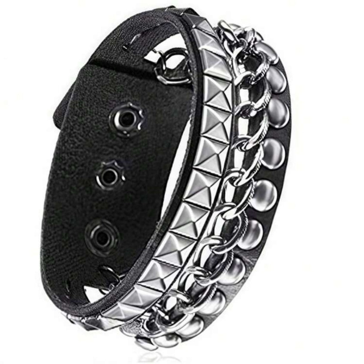 Men's Fashion Five-pointed Star Leather Hip Hop Cool Bracelet