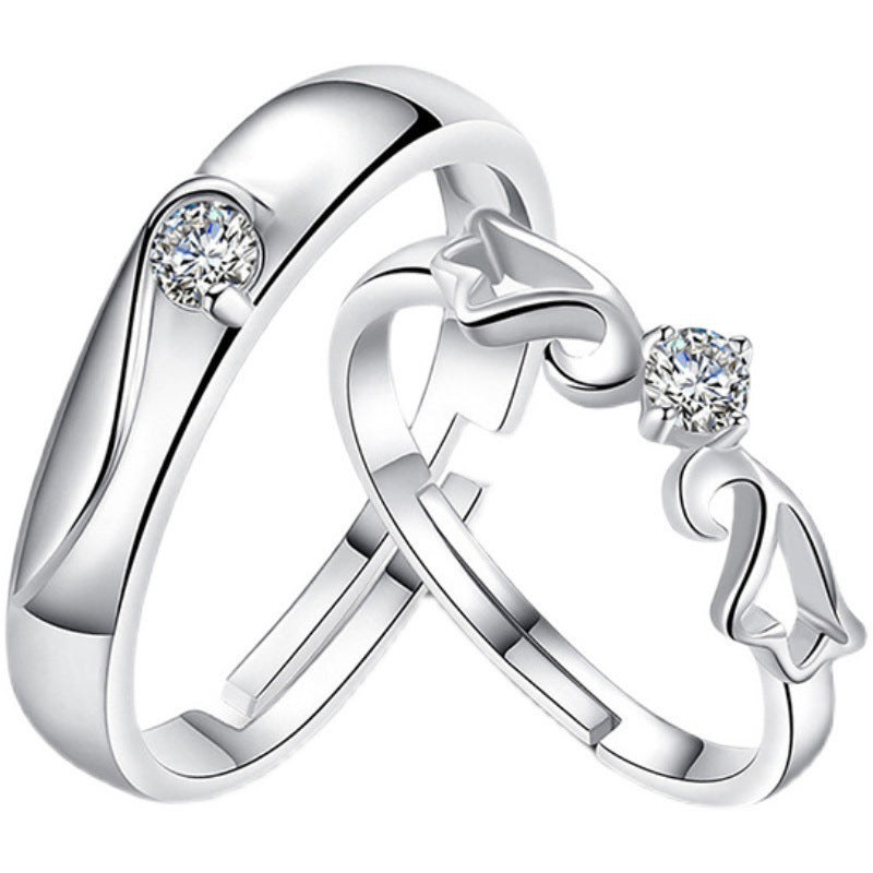 Women's & Men's Couple Simulation Diamond Opening Zircon Classic Rings