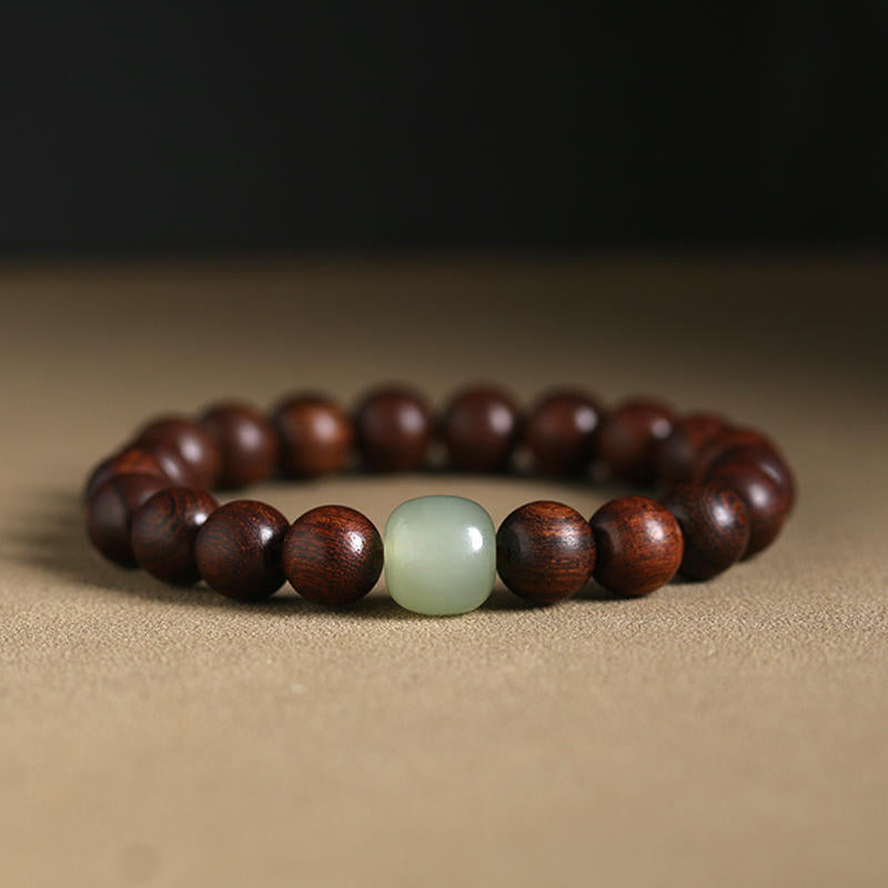 Women's & Men's Pterocarpus Jade Plate Crafts Single Ebony Buddha Beads Gold Sandalwood Bracelet