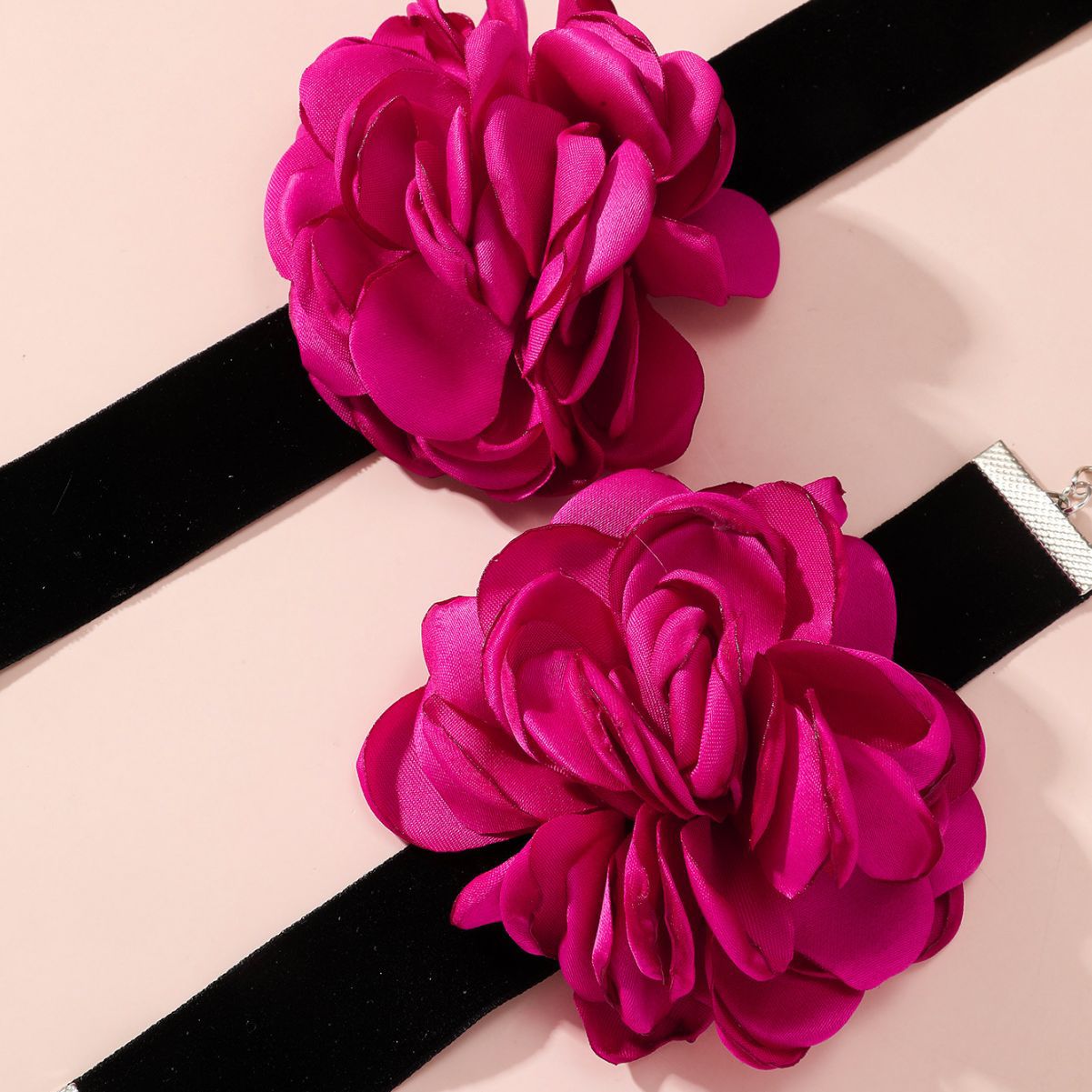Handmade Rose Flower Exaggerated Flocking French Necklaces