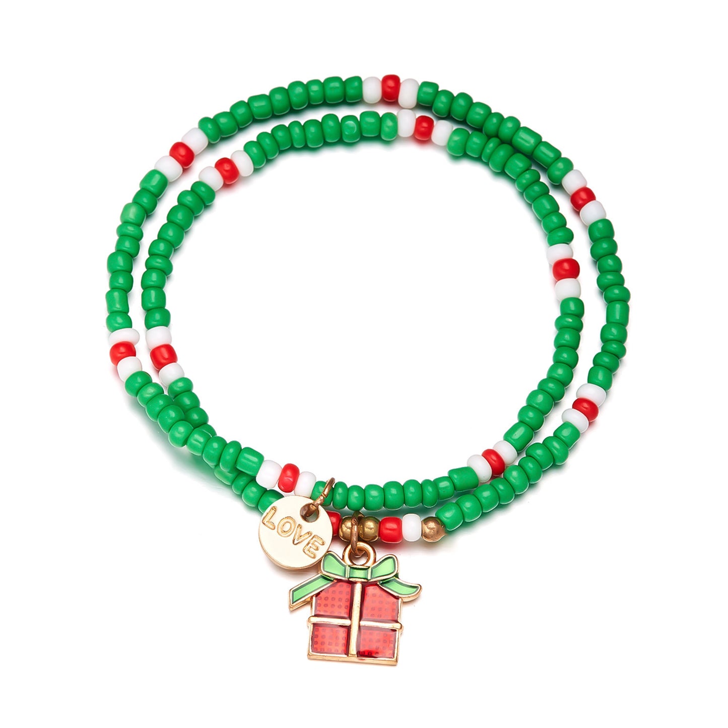 Christmas Dripping Oil Santa Claus Beads Bracelets