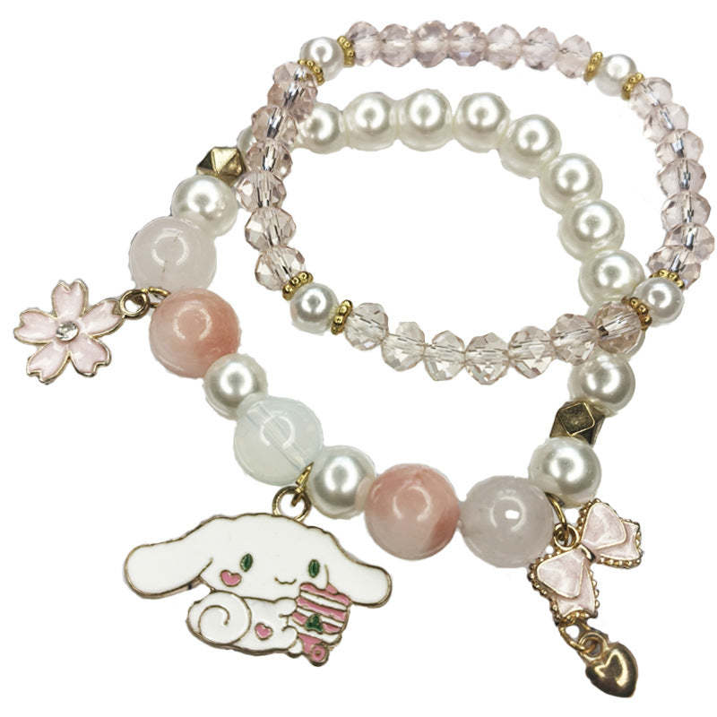 Women's Pearl Korean Super Cute Cartoon Beaded Bracelets